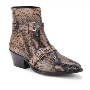 ALLSAINTS Lior Snake Print Calf Leather Ankle Boot Moto, Western Size 8.5 / 39